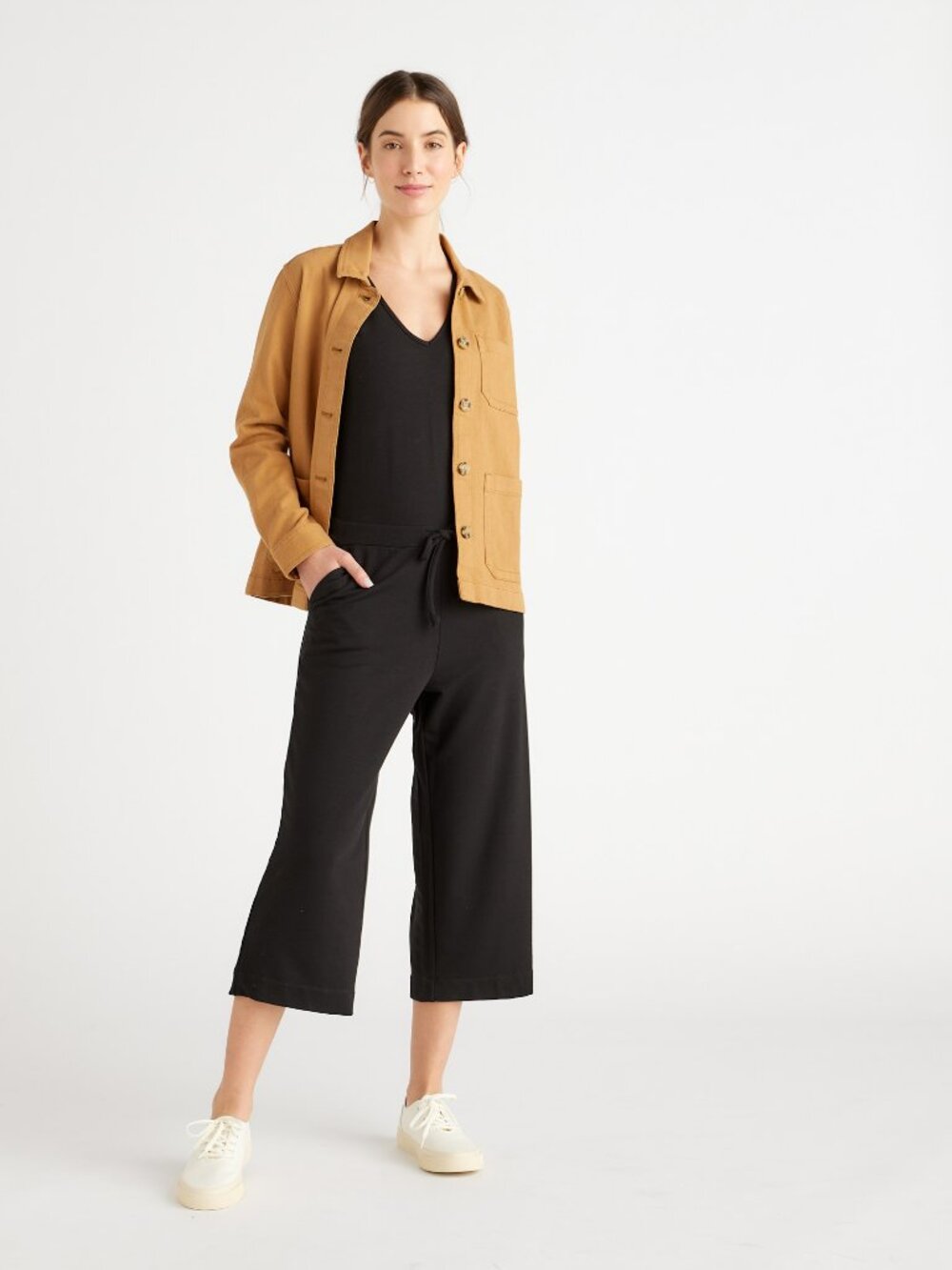 Quince Organic Comfort Stretch Chore Jacket Tobacco Brown S